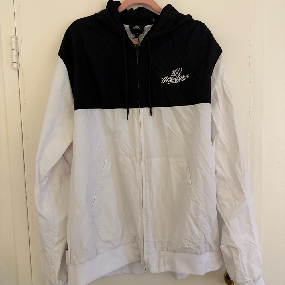 Men's Black and White Windbreaker